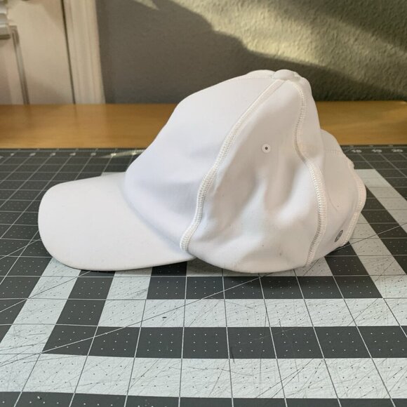 Lululemon Fast Free Run Running Athletic Hat Cap White Reflective Logo *STAINS - Picture 12 of 13